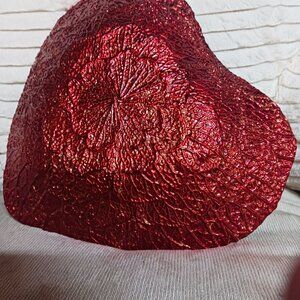 Red glass Heart shaped dish